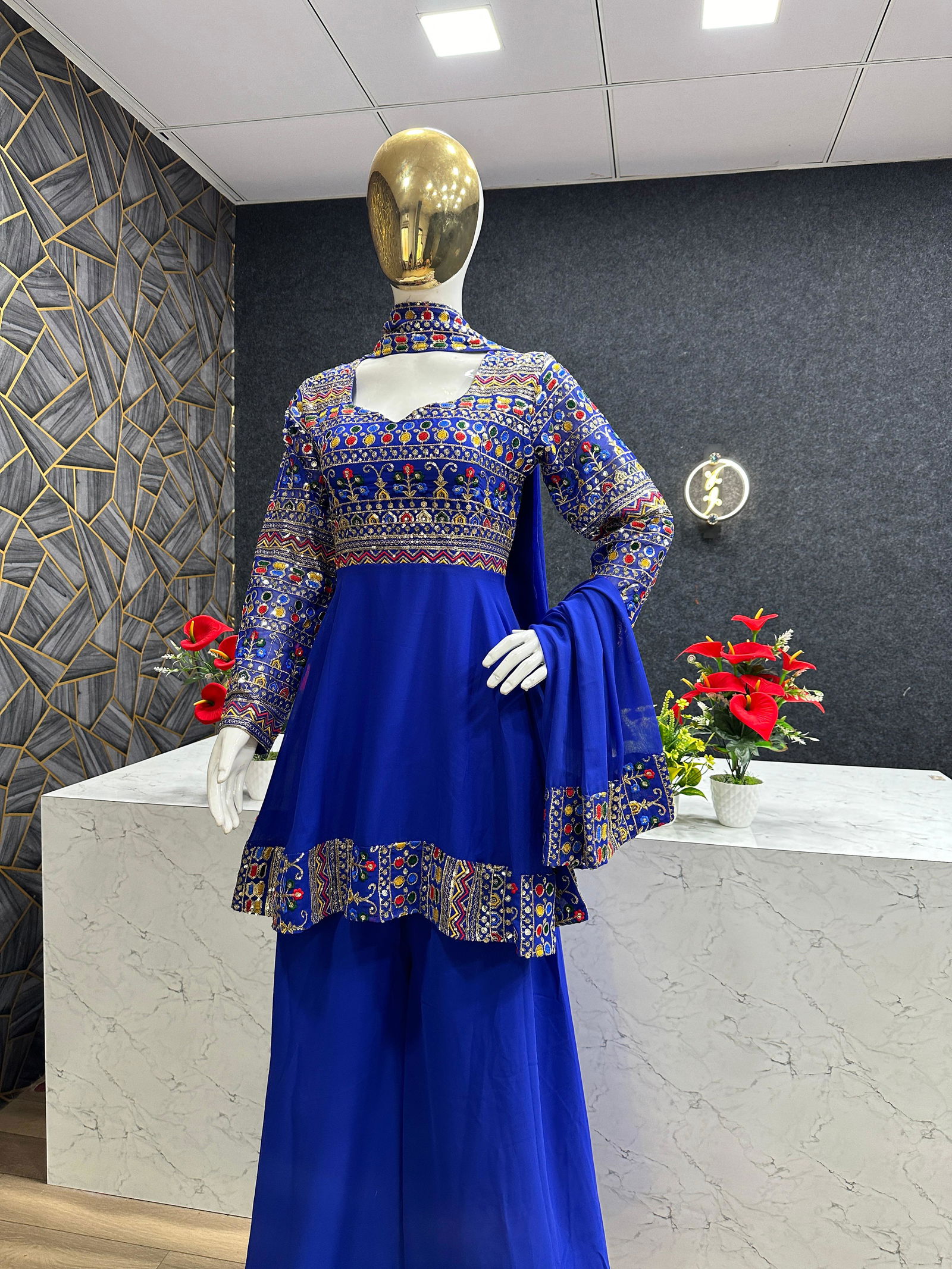 Pc 349 Faux Georgette Sharara Readymade Suits Wholesale Price In Surat